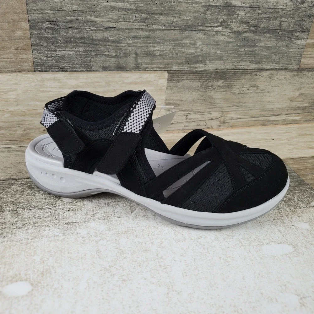 Easy Spirit Esplash Womens Hiking Sandal Sz 6.5 M Black Mesh Close Toe Slingback